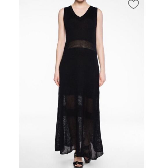 NEW See by Chloe black knit sheer panels sleeveless maxi dress size medium - Picture 4 of 12